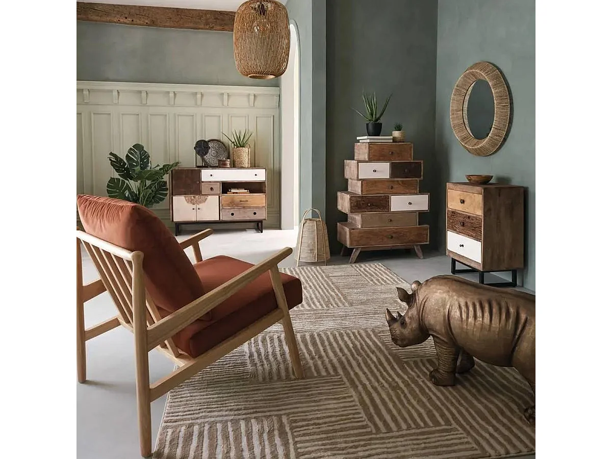 Statuette Déco "Rhinocéros" 86cm Or