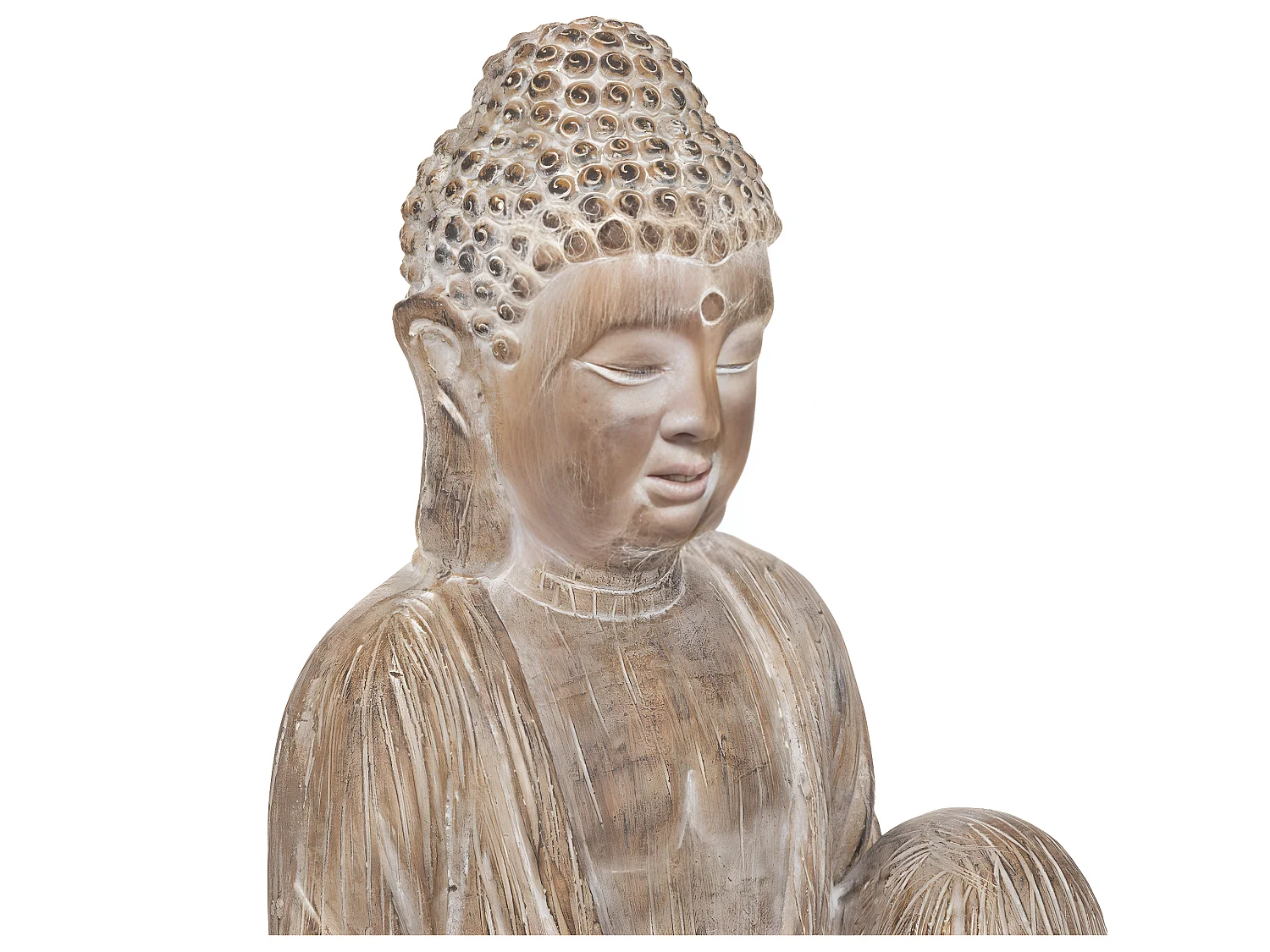 Statue Bouddha Déco "Effet Bois" 67cm Beige Lin