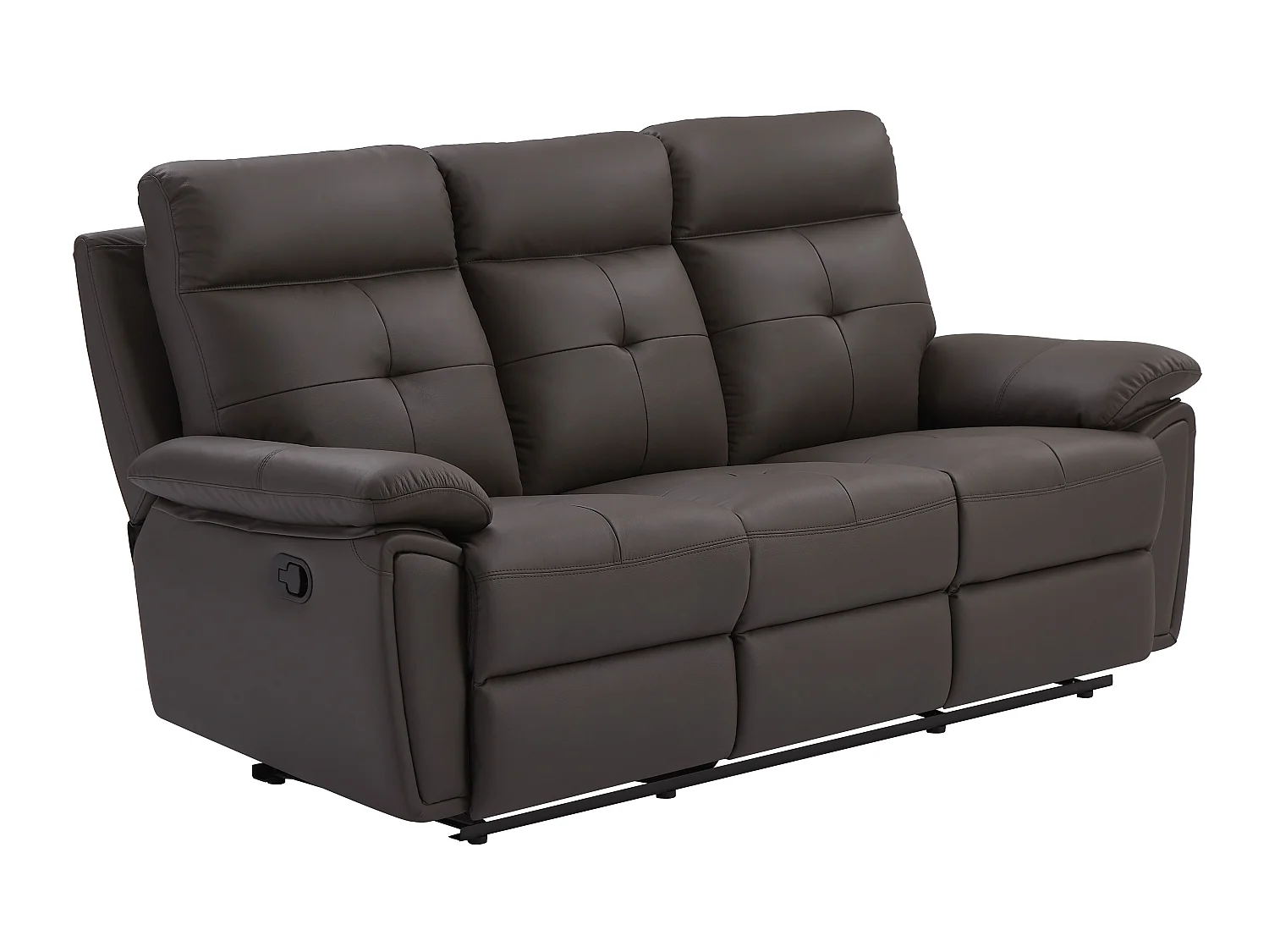 Canapé 3 places et fauteuil relax en cuir marron VINETA