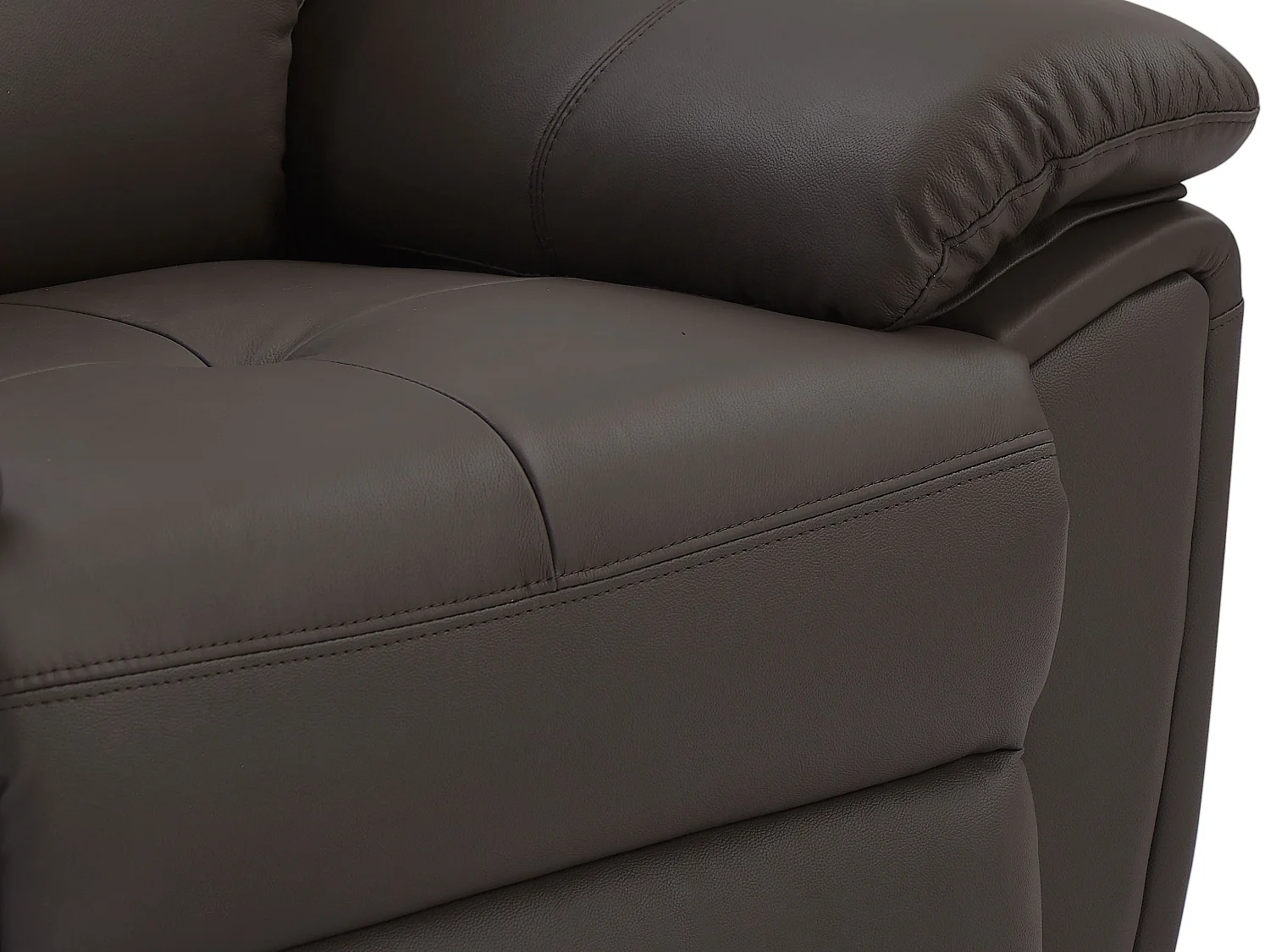 Canapé 3 places et fauteuil relax en cuir marron VINETA