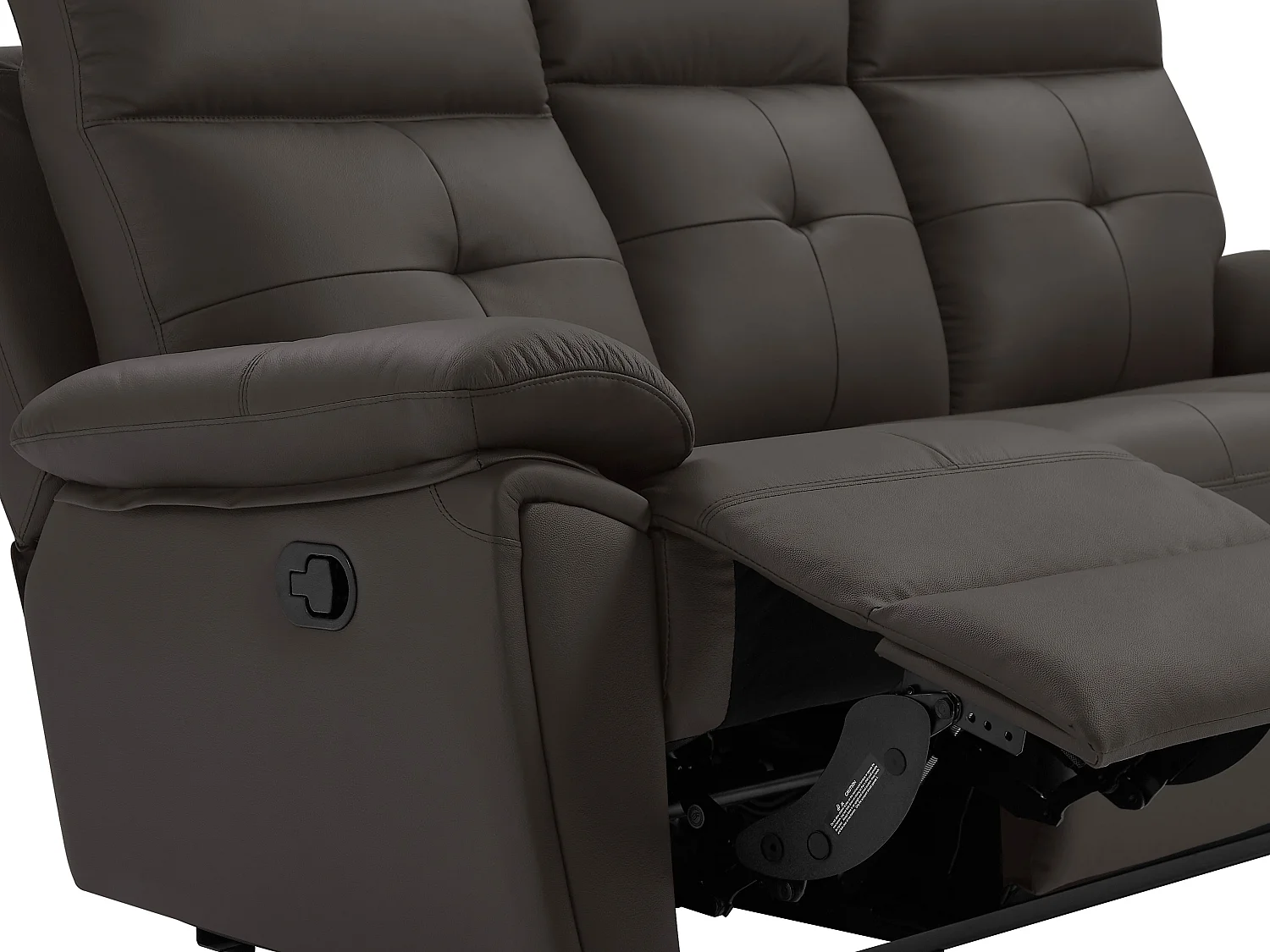 Canapé 3 places et fauteuil relax en cuir marron VINETA