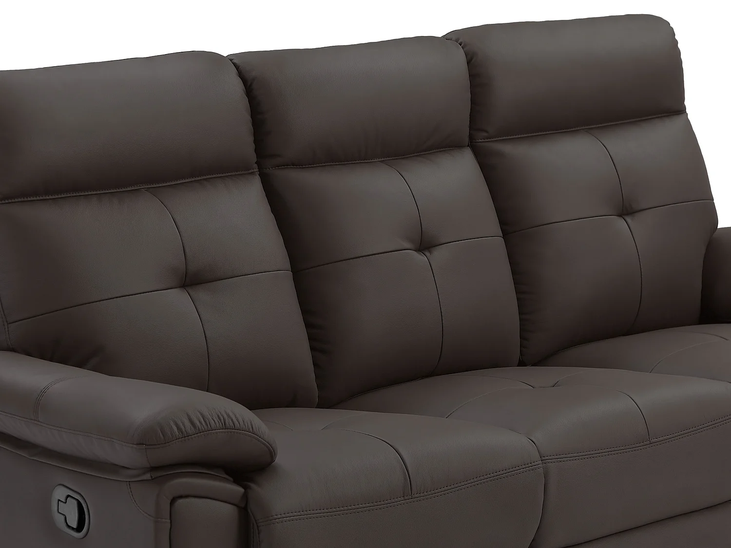 Canapé 3 places et fauteuil relax en cuir marron VINETA