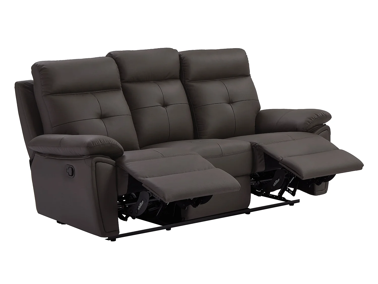 Canapé 3 places et fauteuil relax en cuir marron VINETA