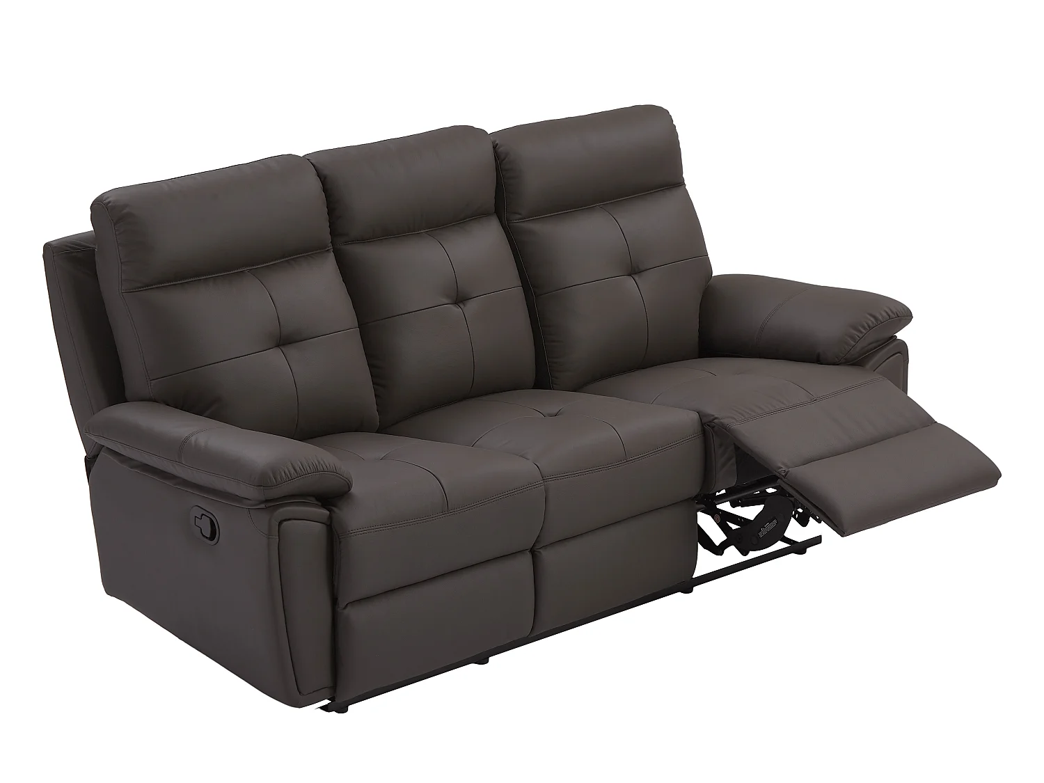 Canapé 3 places et fauteuil relax en cuir marron VINETA