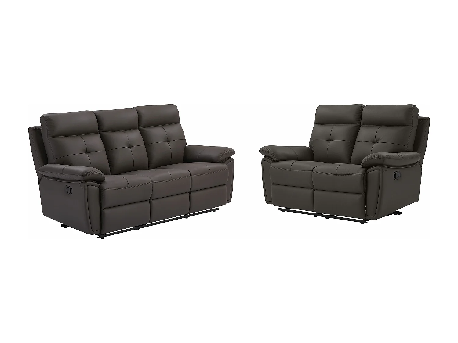 Canapés 3 places et 2 places relax en cuir marron VINETA