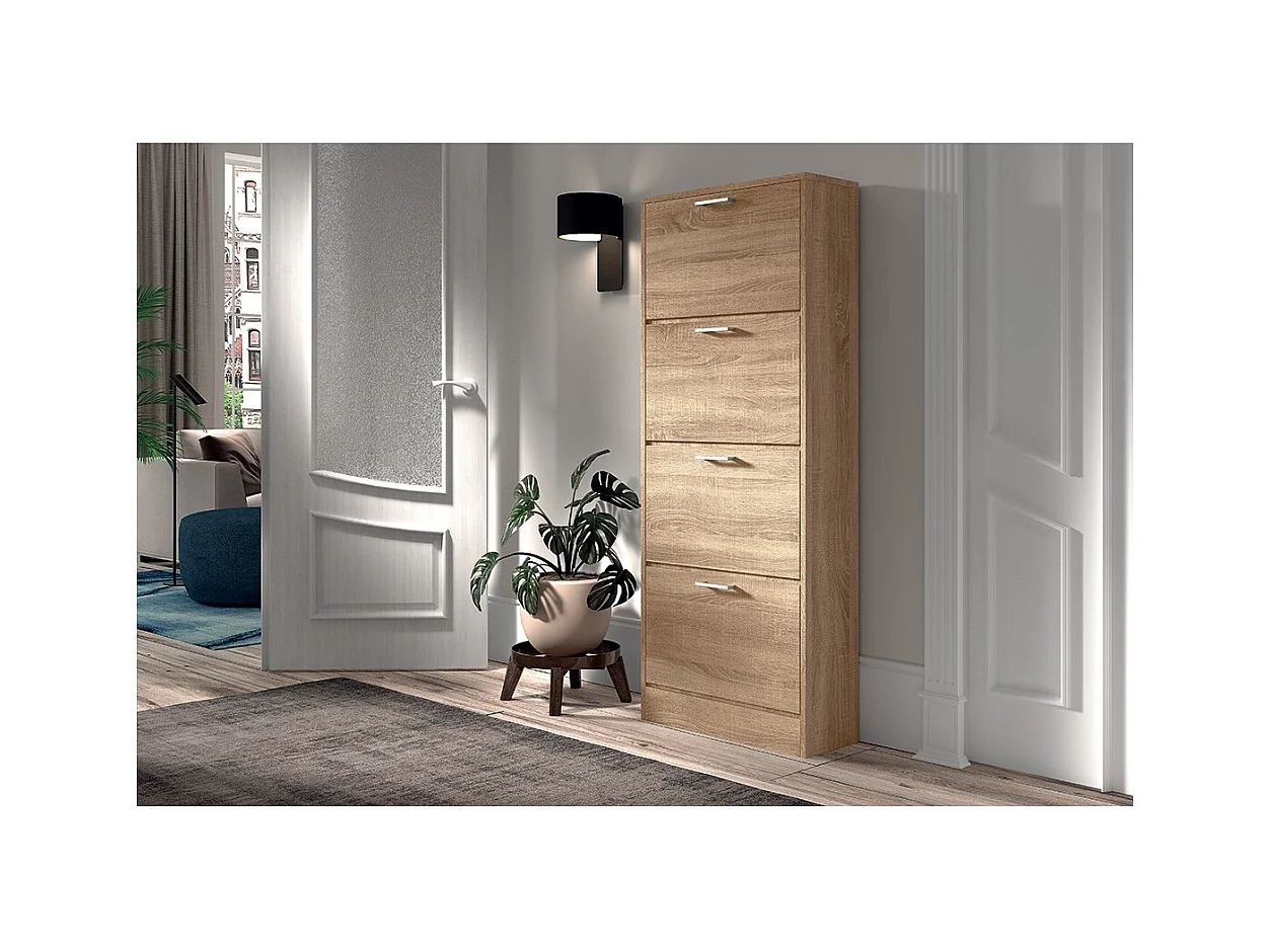 Verticale schoenenkast ERA, 4 lades in Sonoma eiken kleur