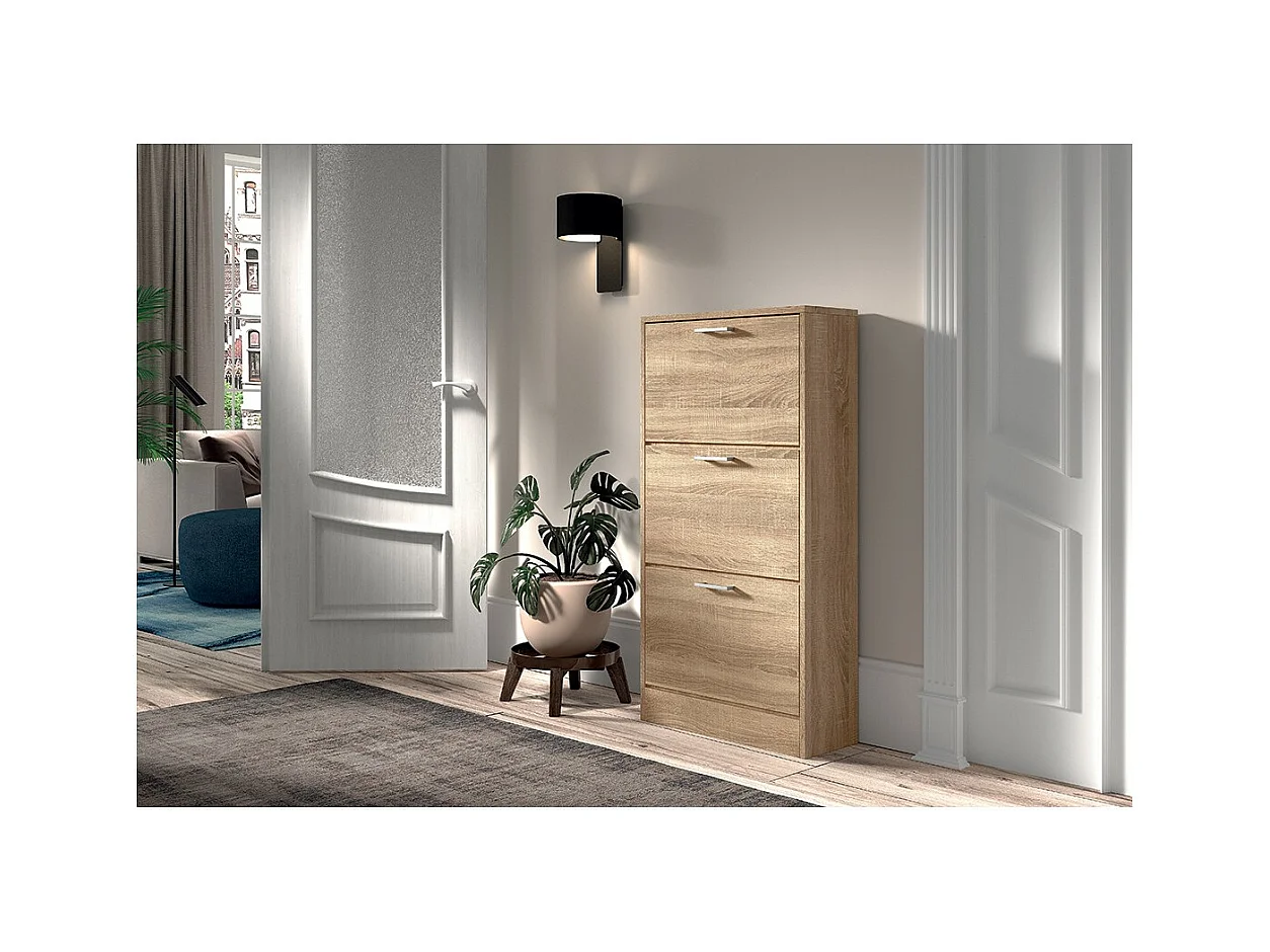 Verticale schoenenkast ERA, 3 lades in sonoma eiken kleur