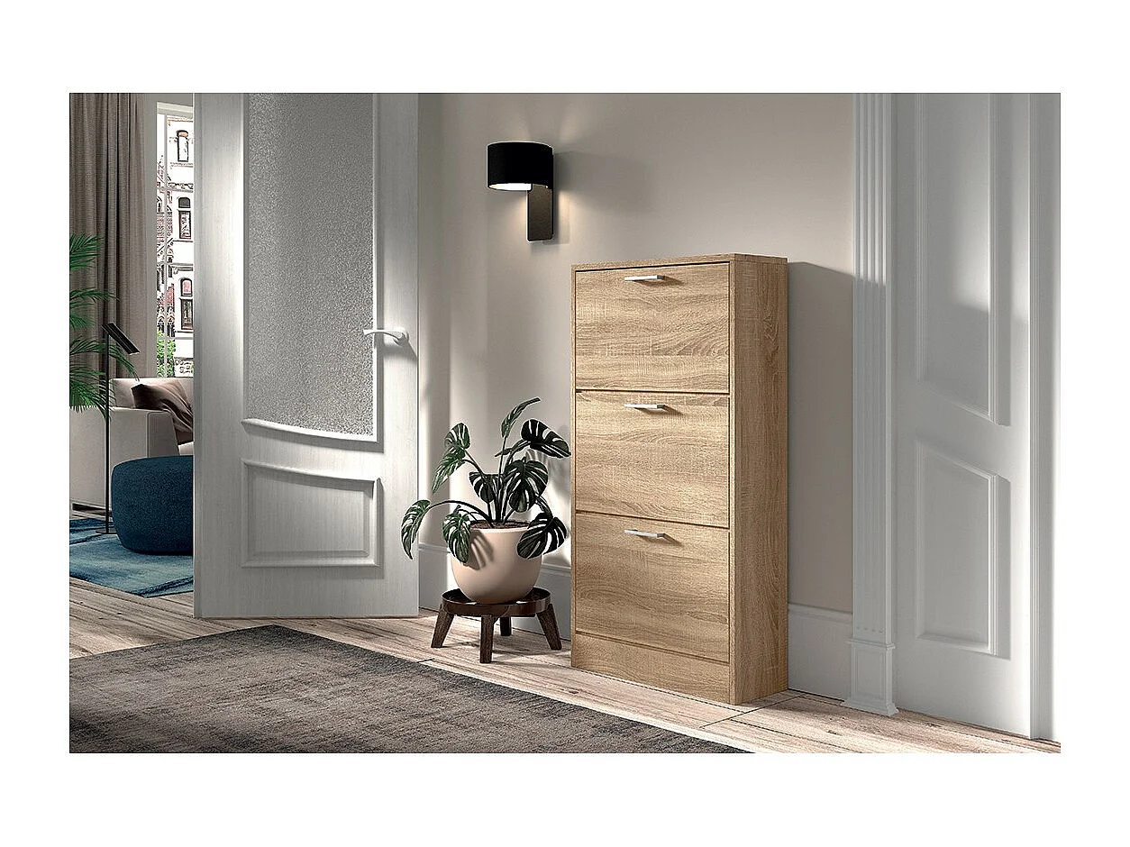 Meuble à chaussures vertical ERA – 3 tiroirs – Chêne sonoma