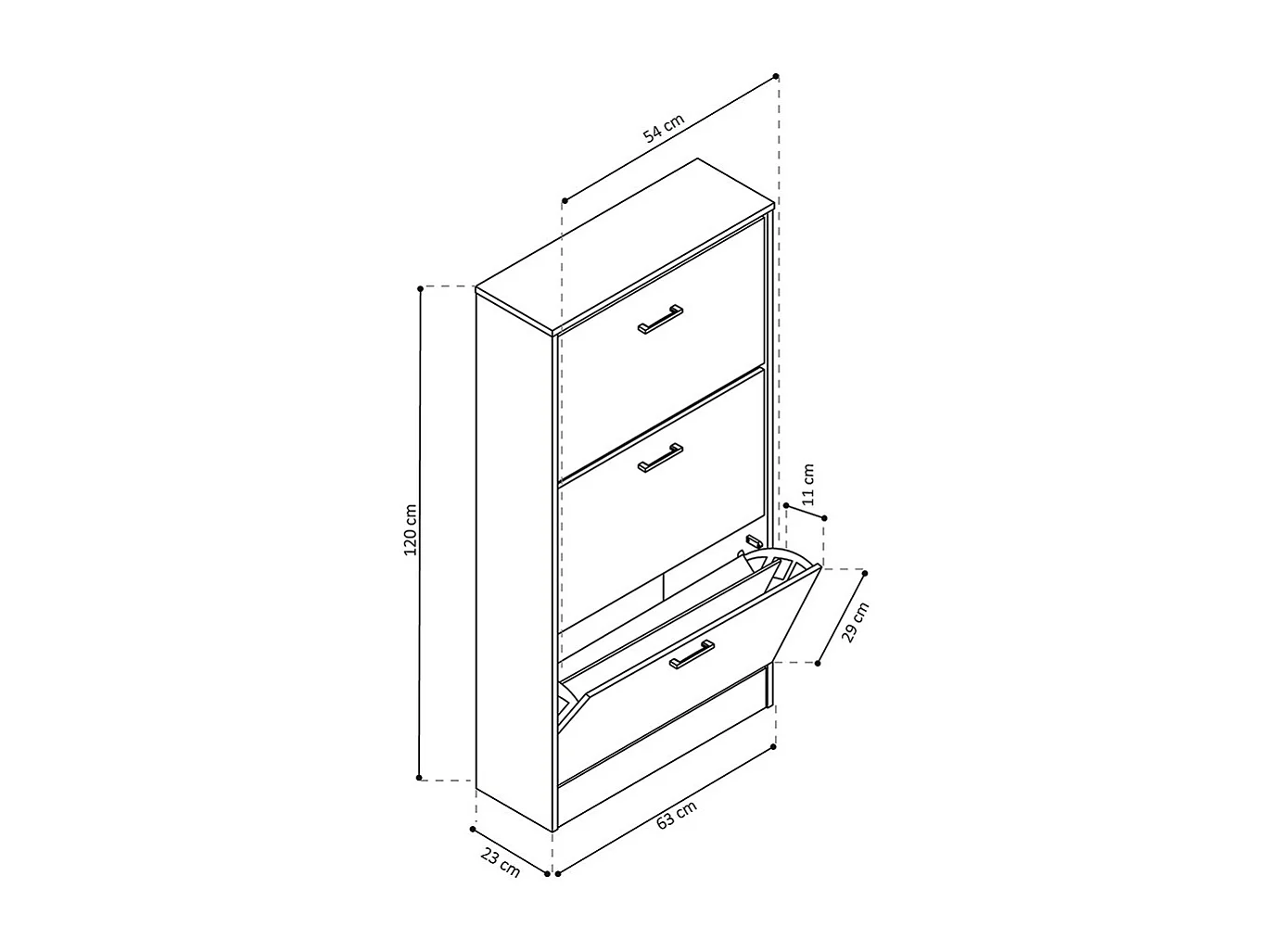 Meuble à chaussures vertical ERA – 3 tiroirs – Chêne sonoma