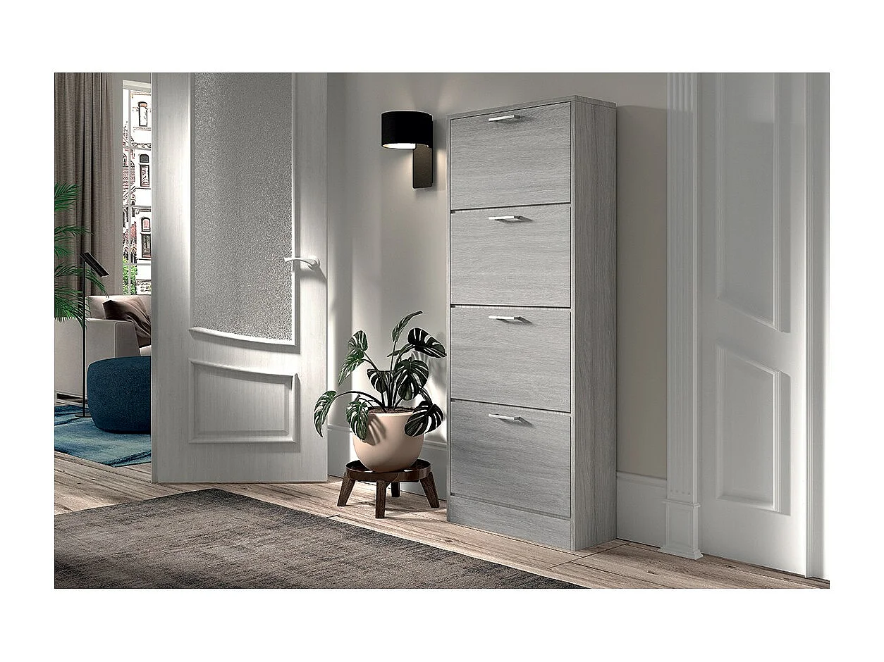 Meuble à chaussures vertical ERA – 4 tiroirs – Chêne gris