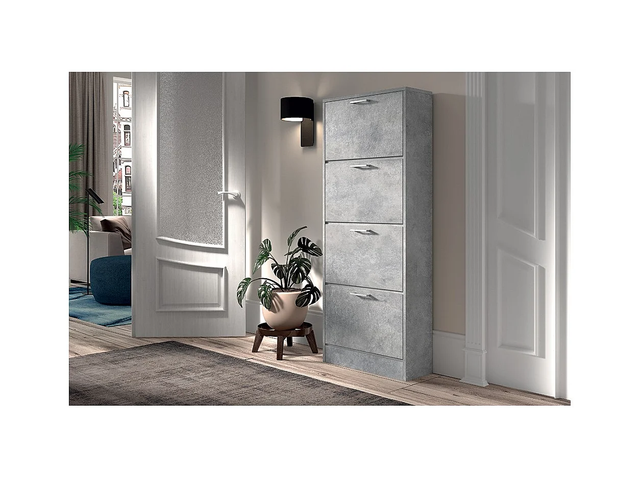 Verticale schoenenkast ERA, 4 lades in betongrijs kleur