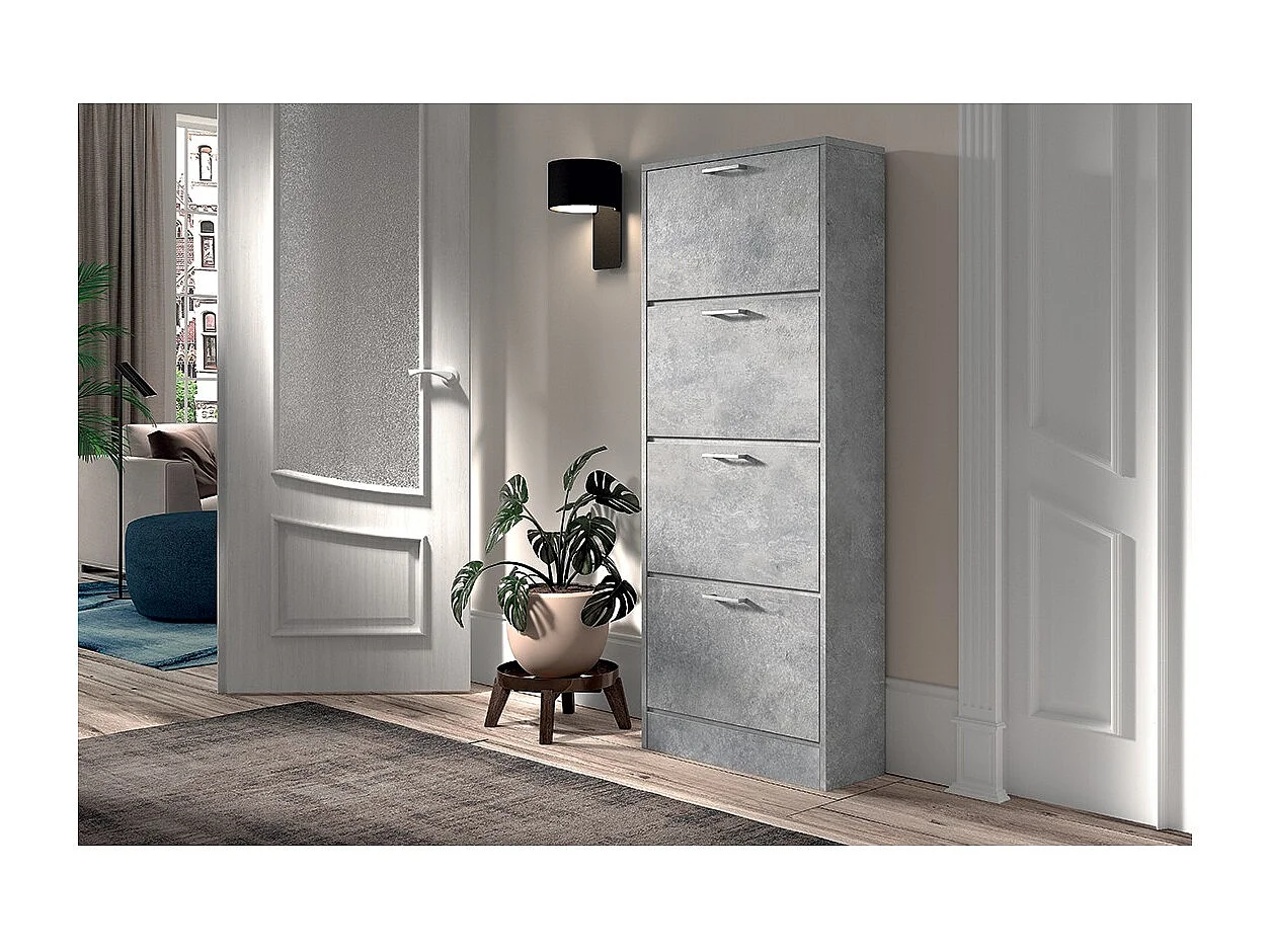 Verticale schoenenkast ERA, 4 lades in betongrijs kleur