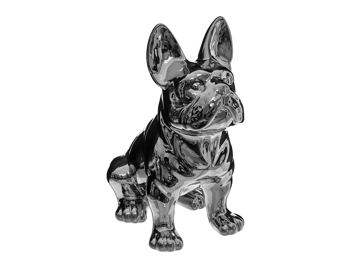 Objet décoratif Bulldog en Céramique Argent H 22 cm