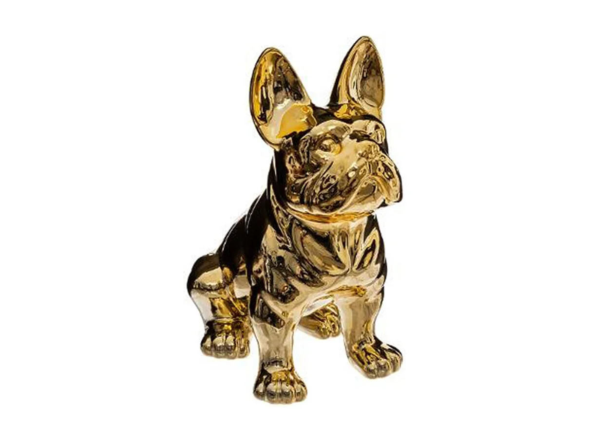 Statuette Déco Design "Bulldog" 22cm Or