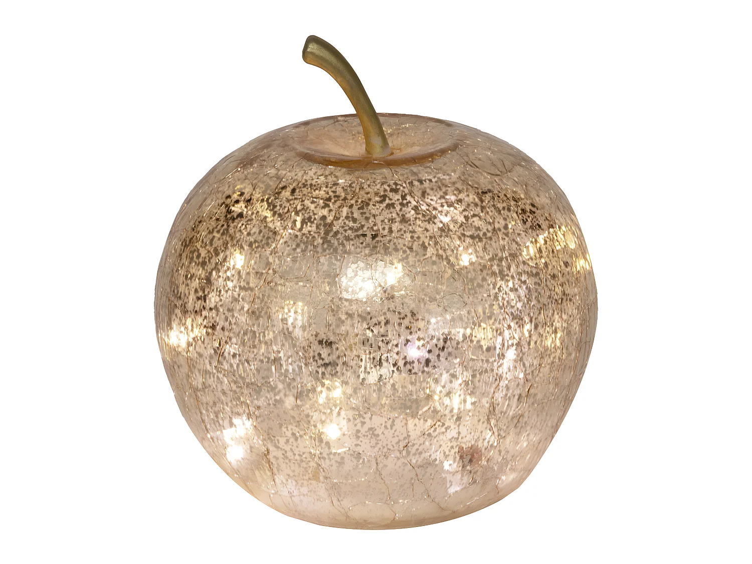 Pomme déco Lumineuse à LED en verre craquelé D. 15,7 x H. 18,5 cm