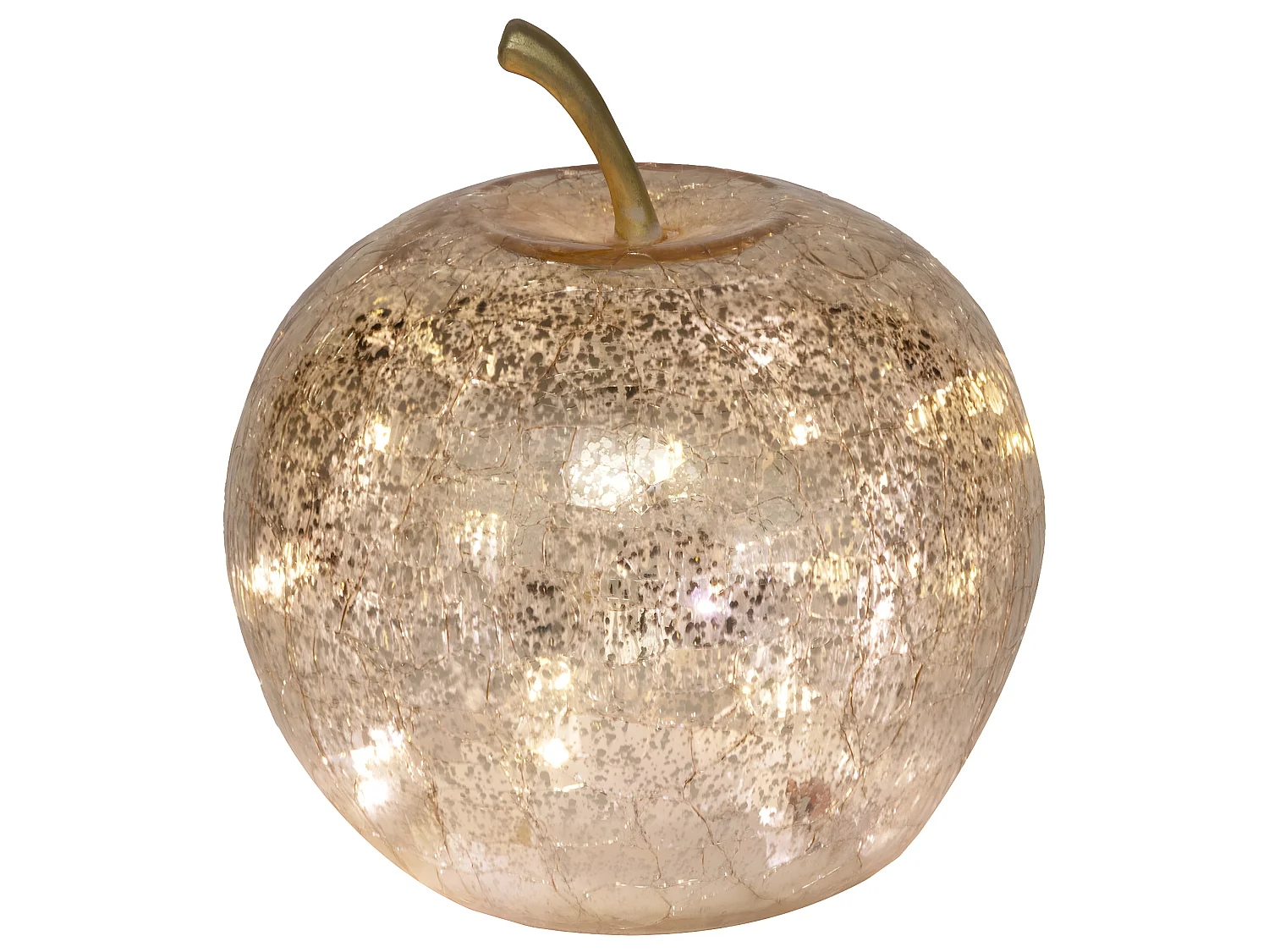 Pomme déco Lumineuse à LED en verre craquelé D. 15,7 x H. 18,5 cm