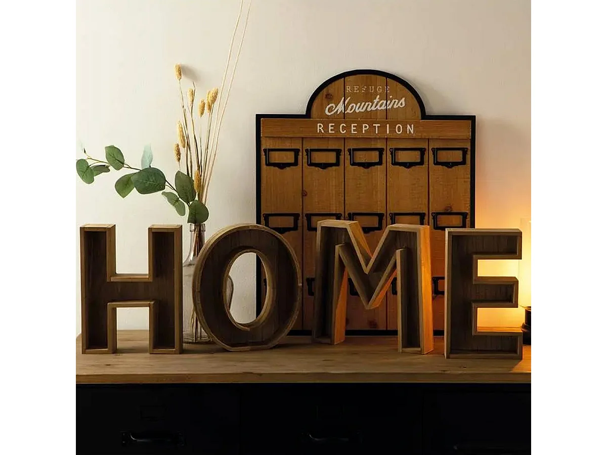 Mot Déco à Poser "Home" 83cm Beige