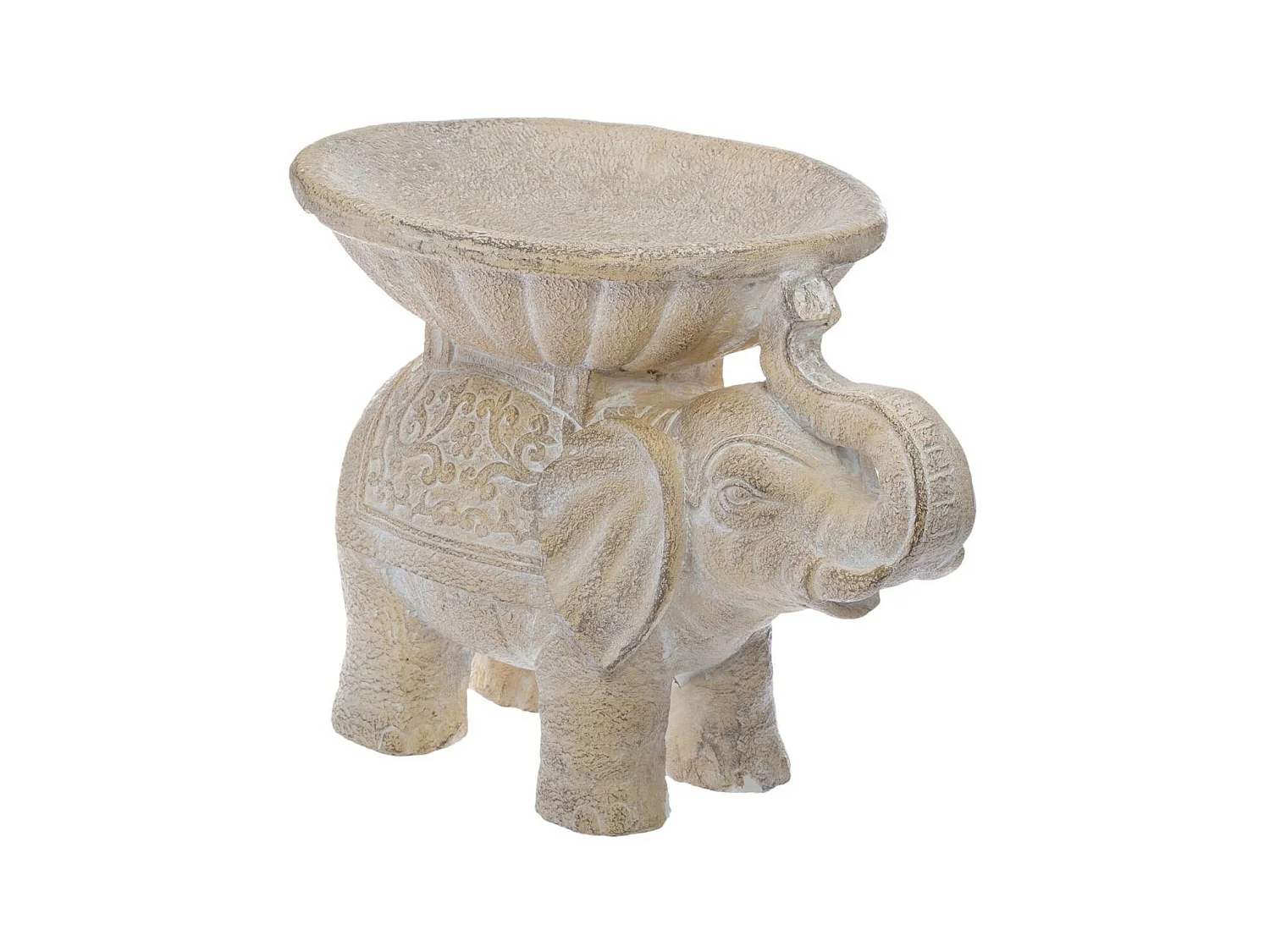 Objet décoratif Éléphant en Magnésie effet Blanchi H 30 cm