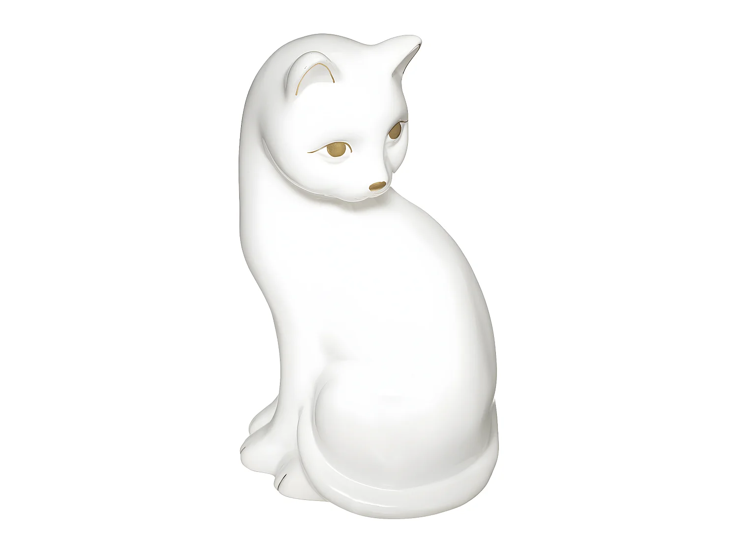 Statuette Déco en Céramique "Chat" 26cm Blanc