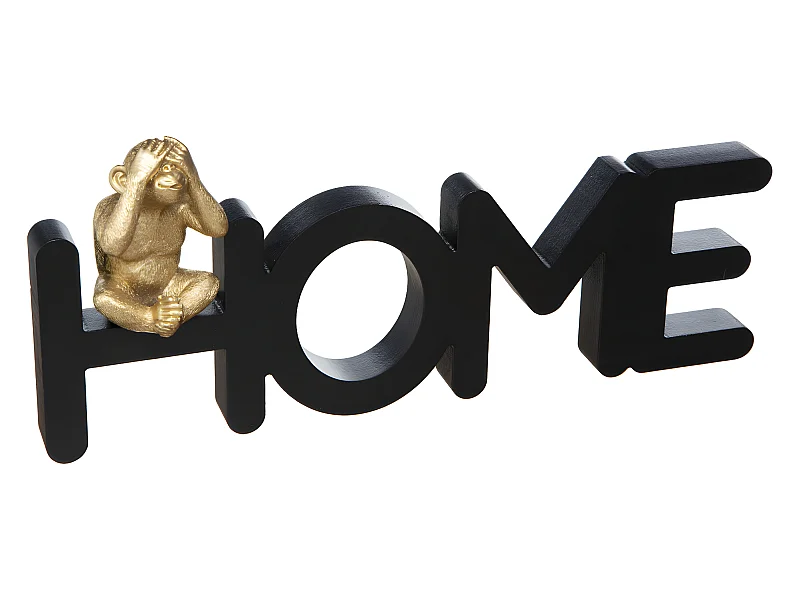 Mot à Poser Déco "Home Singe" 37cm Noir & Or