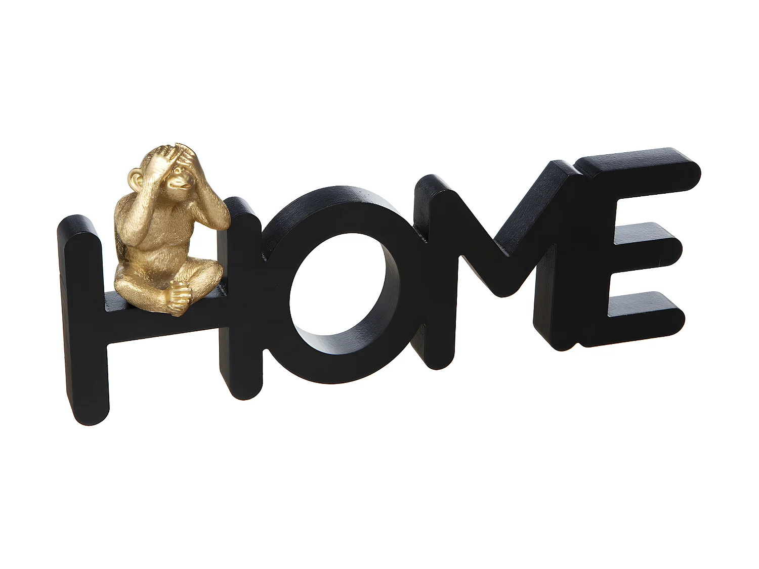 Mot à Poser Déco "Home Singe" 37cm Noir & Or
