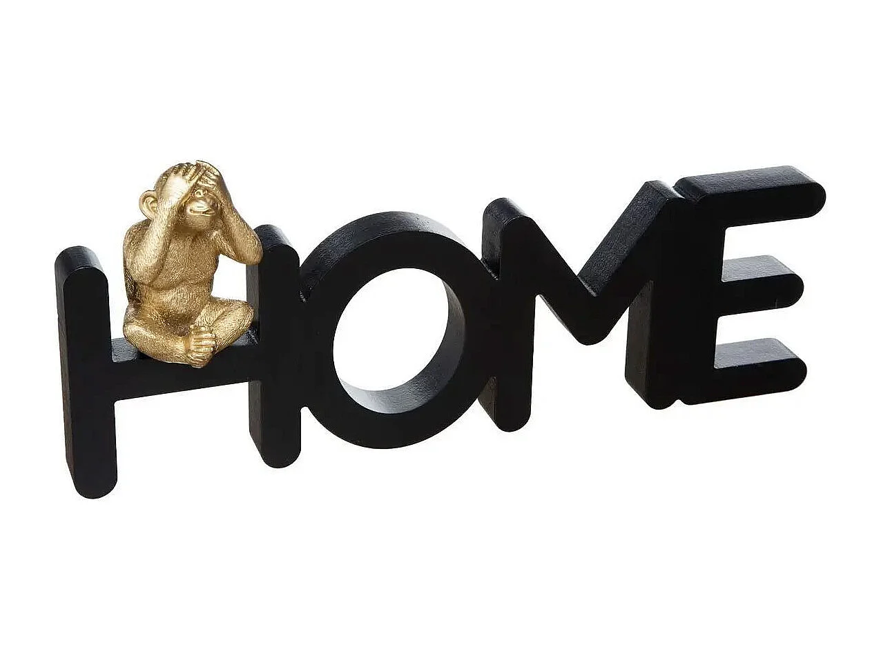 Mot à Poser Déco "Home Singe" 37cm Noir & Or