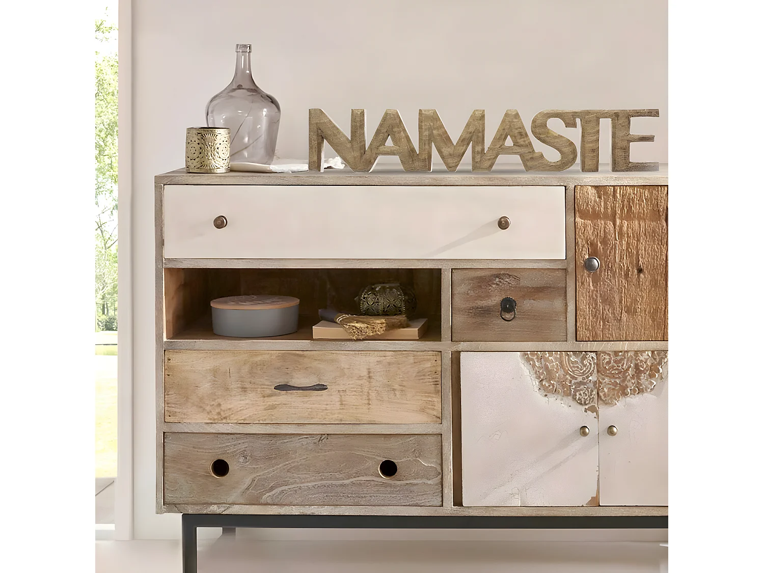 Mot à Poser en Bois "Namaste" 56cm Marron