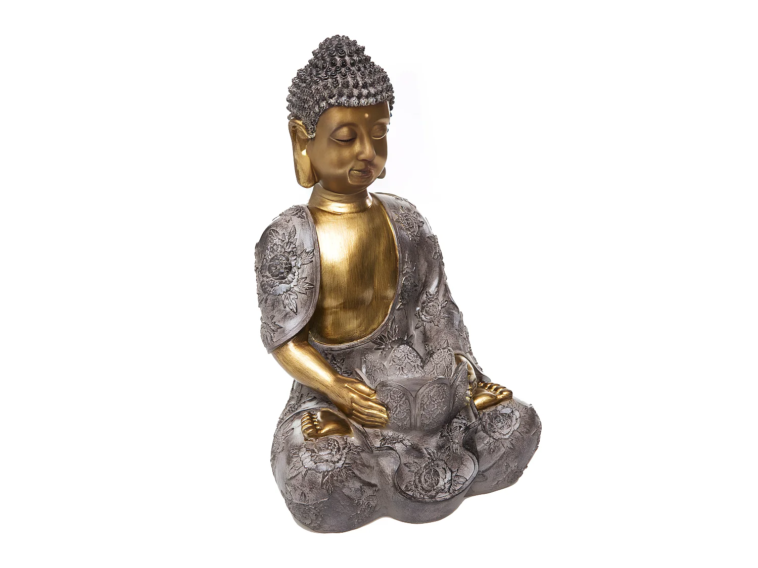 Bouddha & Photophore "Vintage" 37cm Marron
