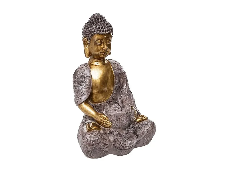 Bouddha & Photophore "Vintage" 37cm Marron
