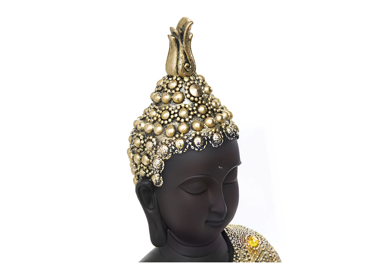 Bouddha Déco "Assis" 34cm Or & Noir