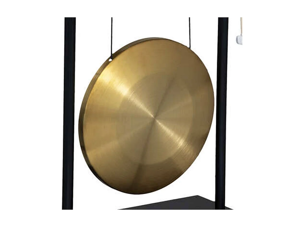 Statuette Déco avec Gong "Toa" 69cm Noir & Or