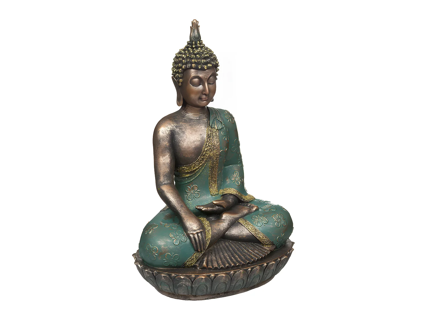 Statue décorative Bouddha en résine Bleu vert H 43.5 cm