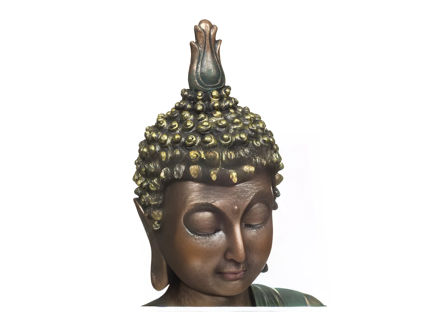 Statue décorative Bouddha en résine Bleu vert H 43.5 cm