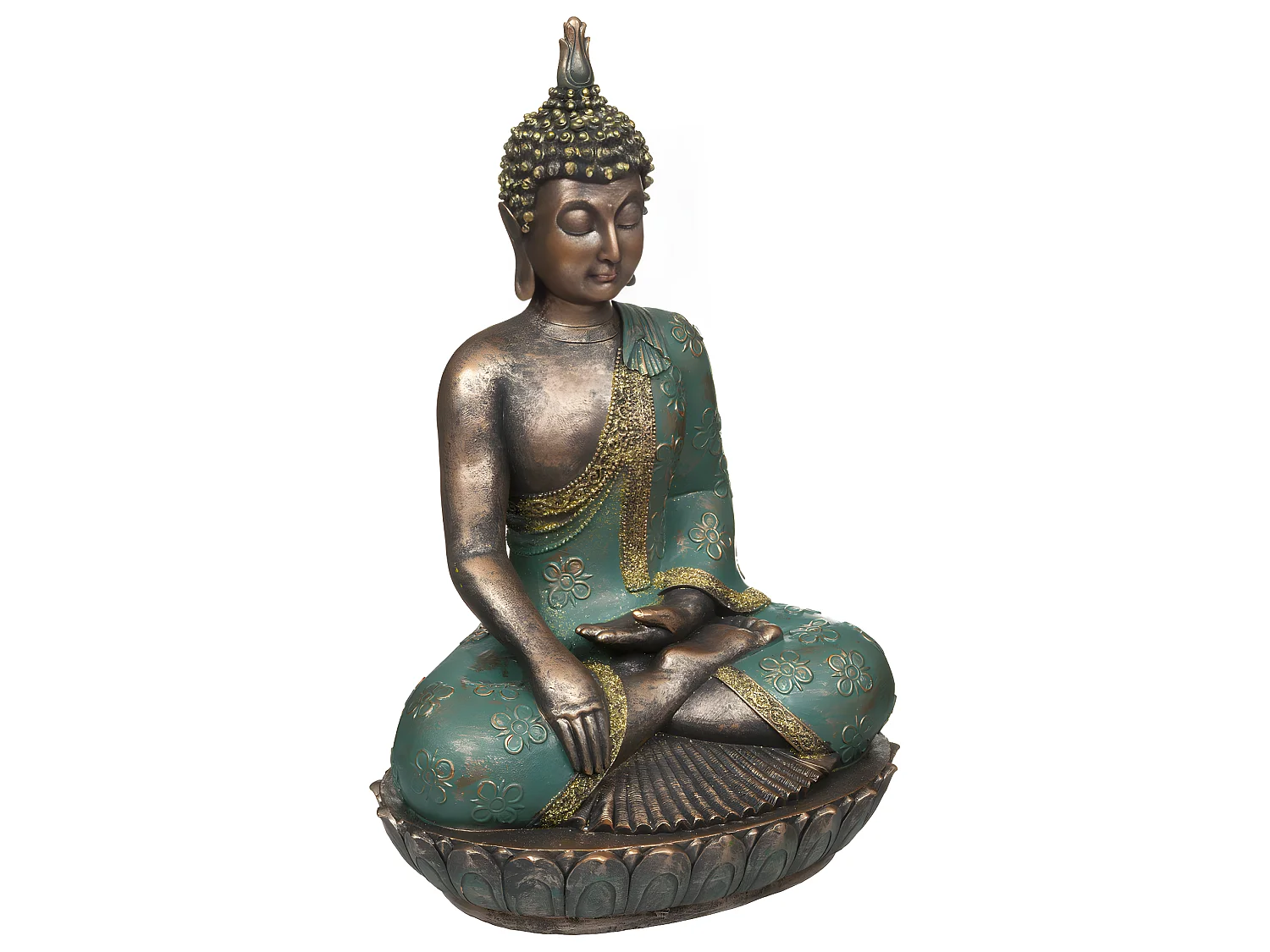 Statue décorative Bouddha en résine Bleu vert H 43.5 cm