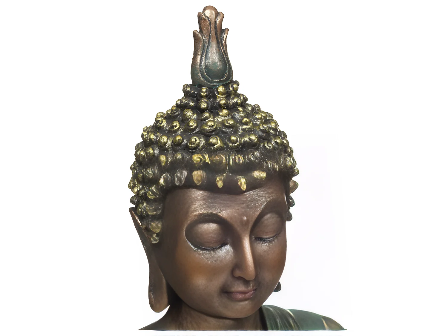 Statue décorative Bouddha en résine Bleu vert H 43.5 cm