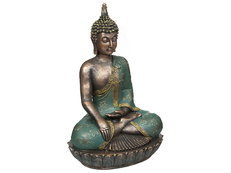 Statue décorative Bouddha en résine Bleu vert H 43.5 cm