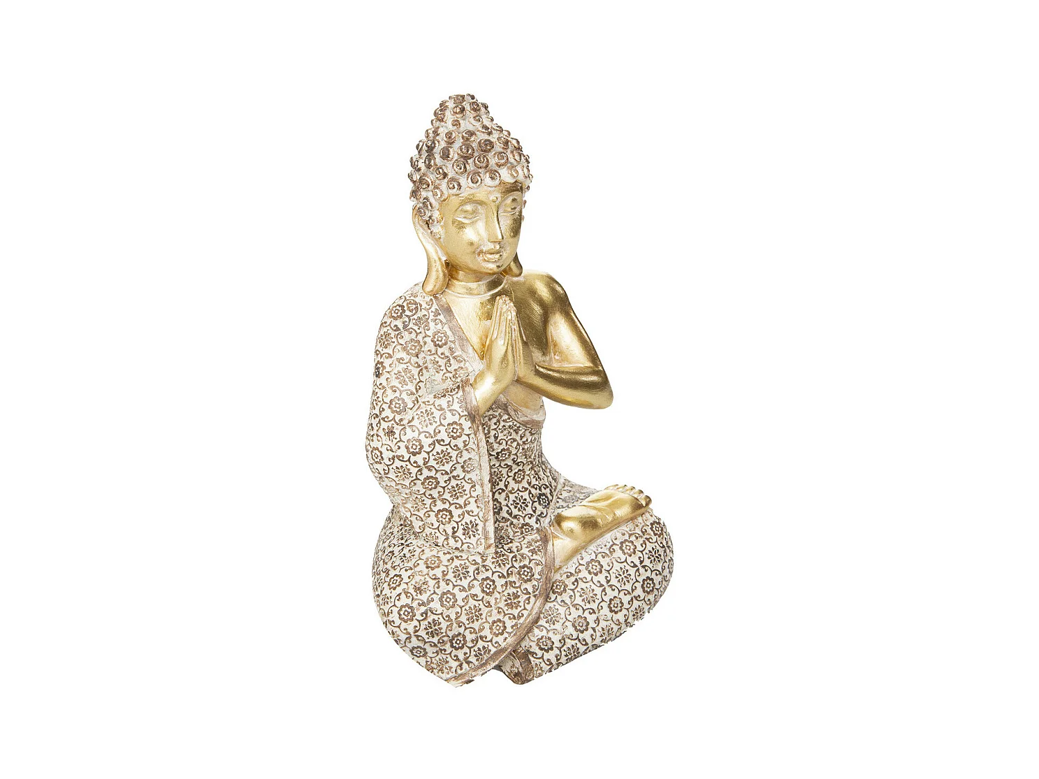 Statue décorative Bouddha Assis en résine dorée H 19.5 cm