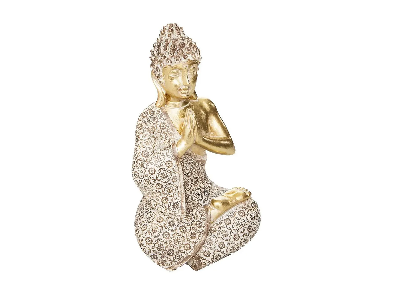 Statuette Bouddha Assis "Pierre" 19cm Or