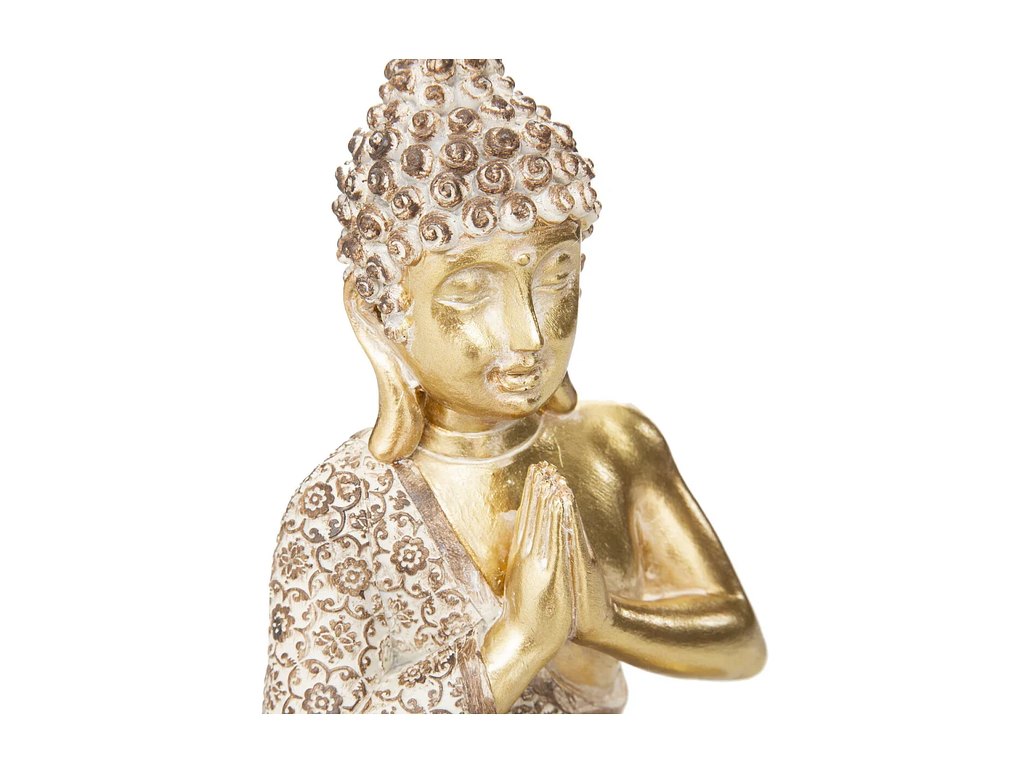 Statuette Bouddha Assis "Pierre" 19cm Or