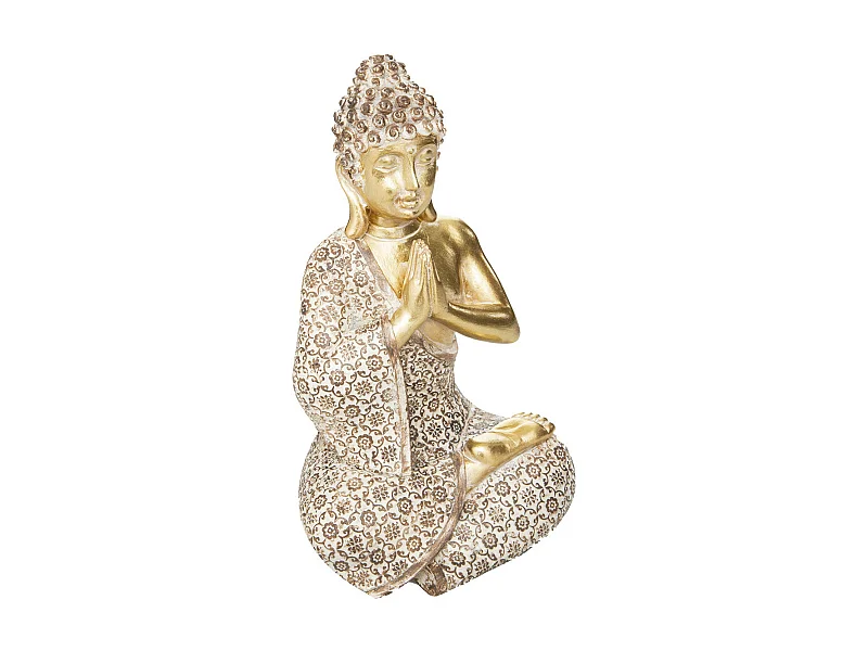 Statuette Bouddha Assis "Pierre" 19cm Or