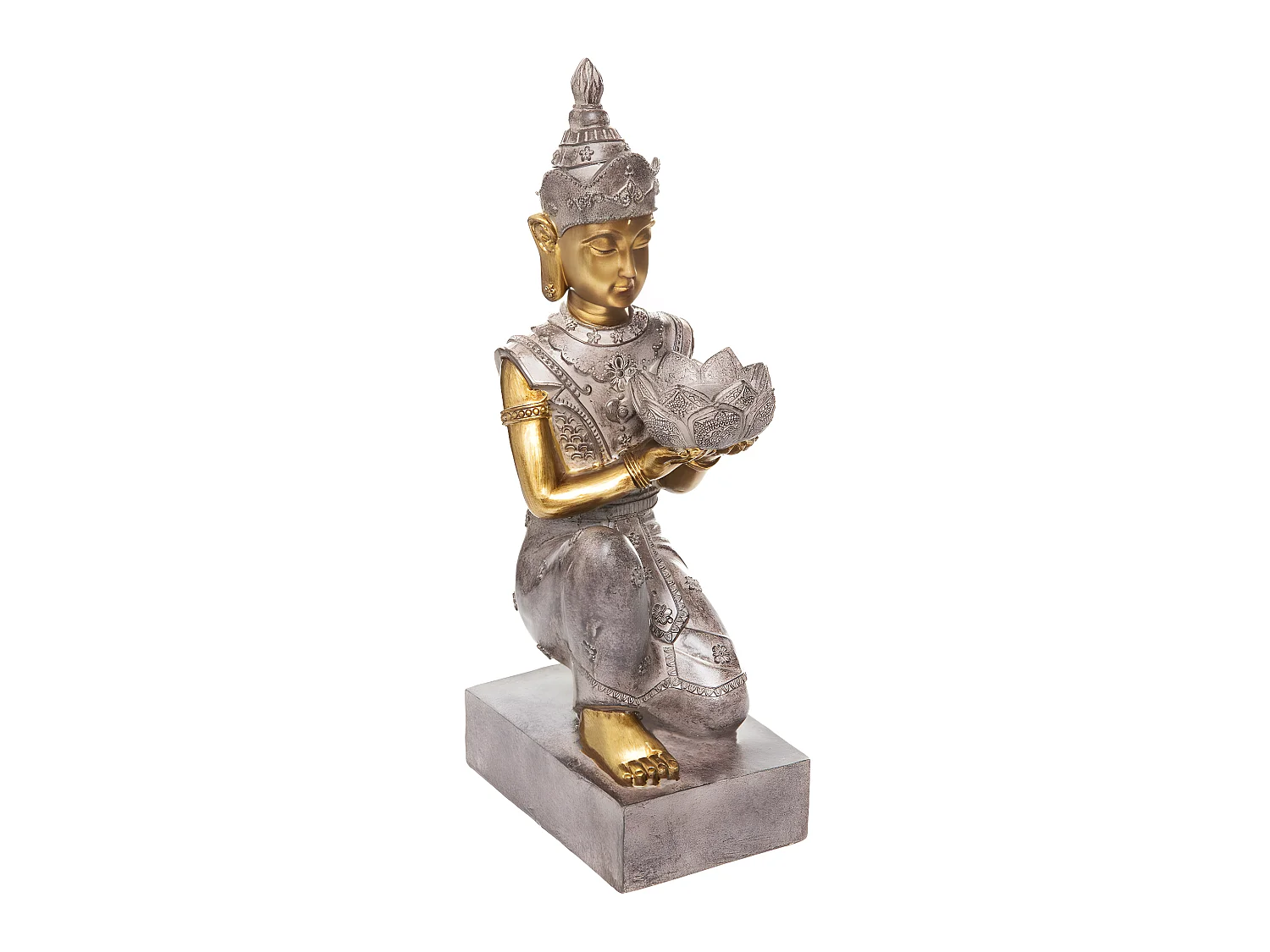 Statue décorative Bouddha en résine avec photophore H 45 cm