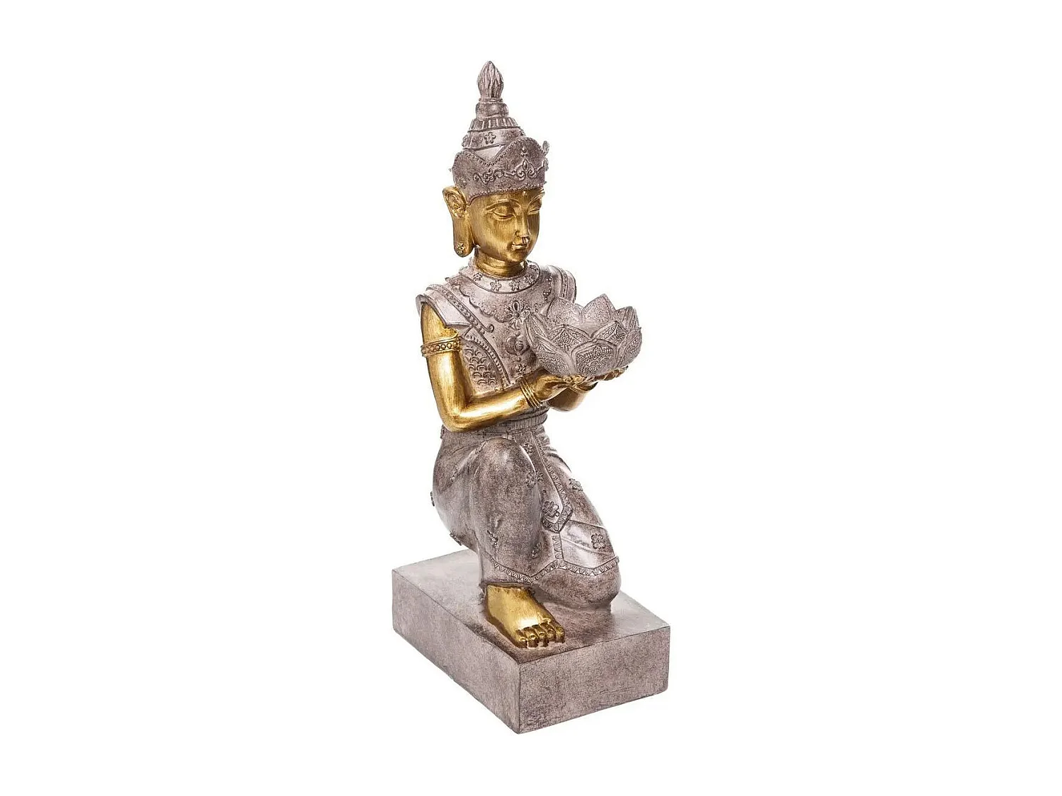 Bouddha & Photophore "Vintage" 45cm Marron