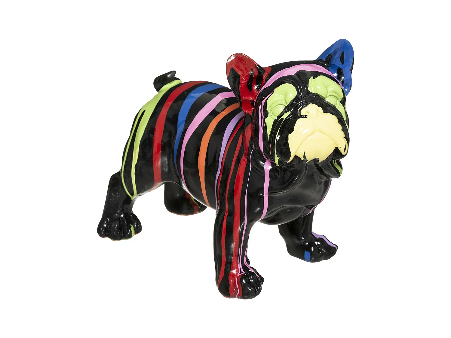Chien décoratif en résine Noire et peint Trash L 34 cm