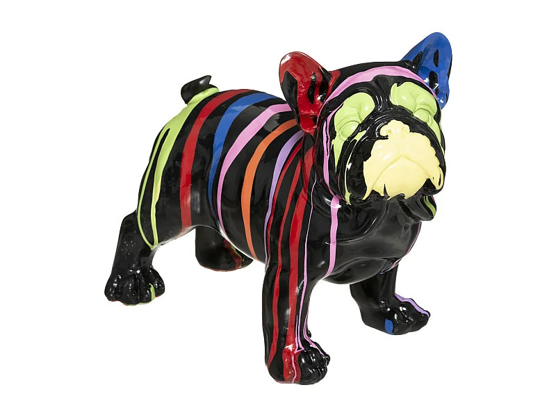 Statuette Déco "Chien Peint" 34cm Noir