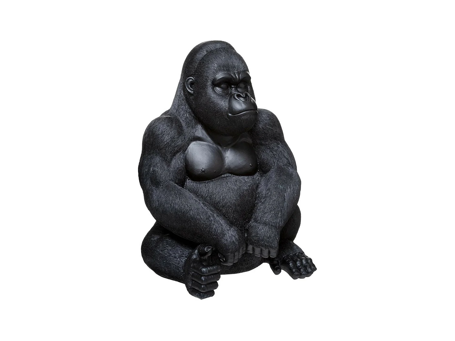 Statue Déco "Gorille Assis" 46cm Noir