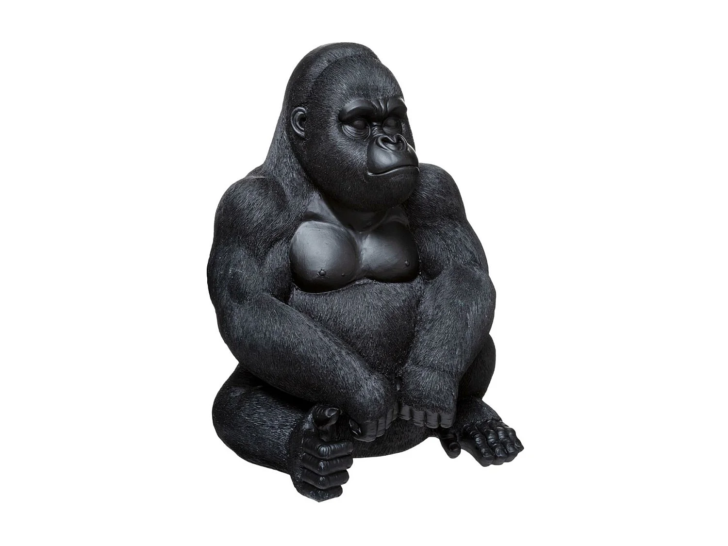 Statue Déco "Gorille Assis" 46cm Noir