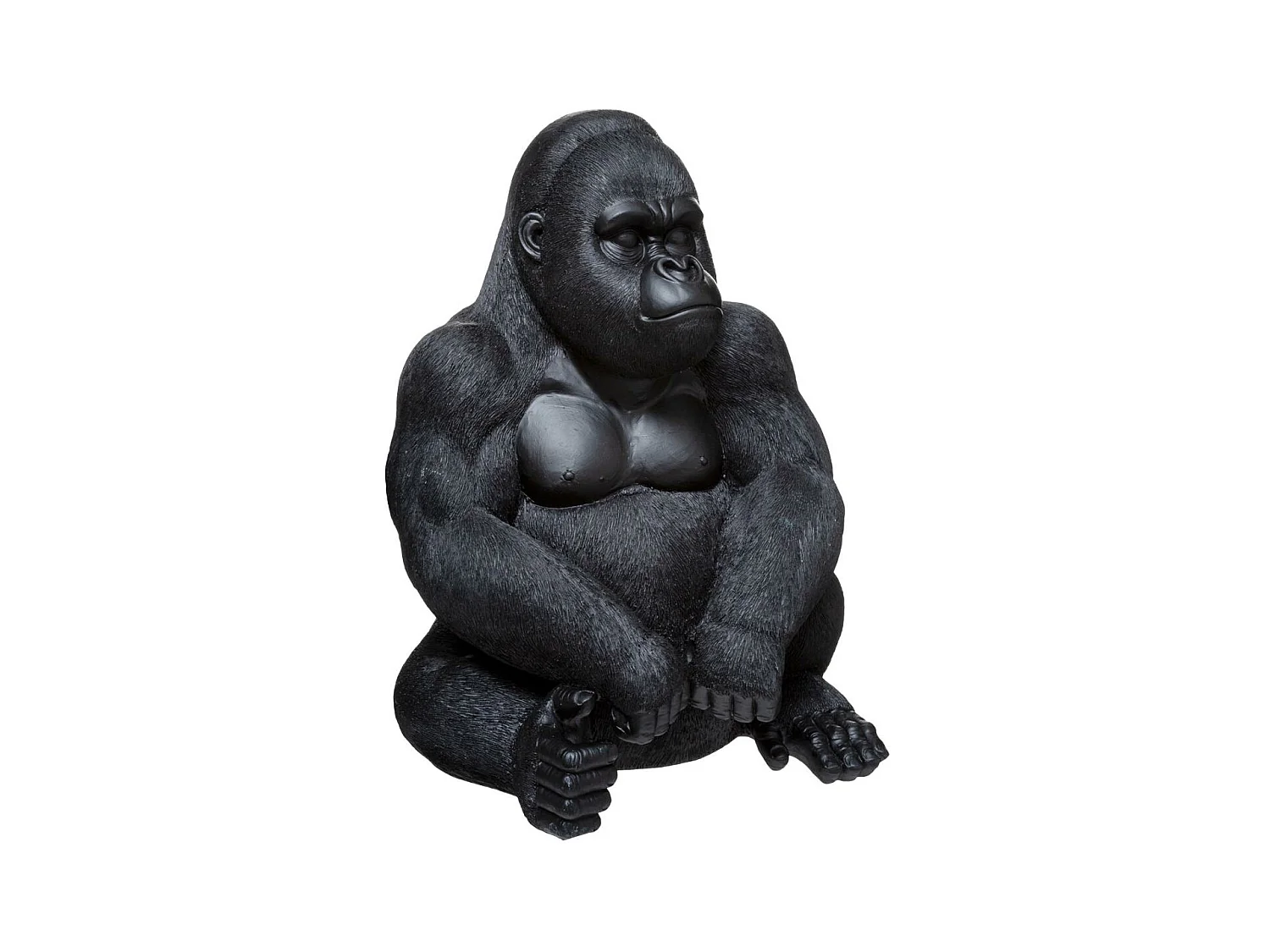 Statue Déco "Gorille Assis" 46cm Noir