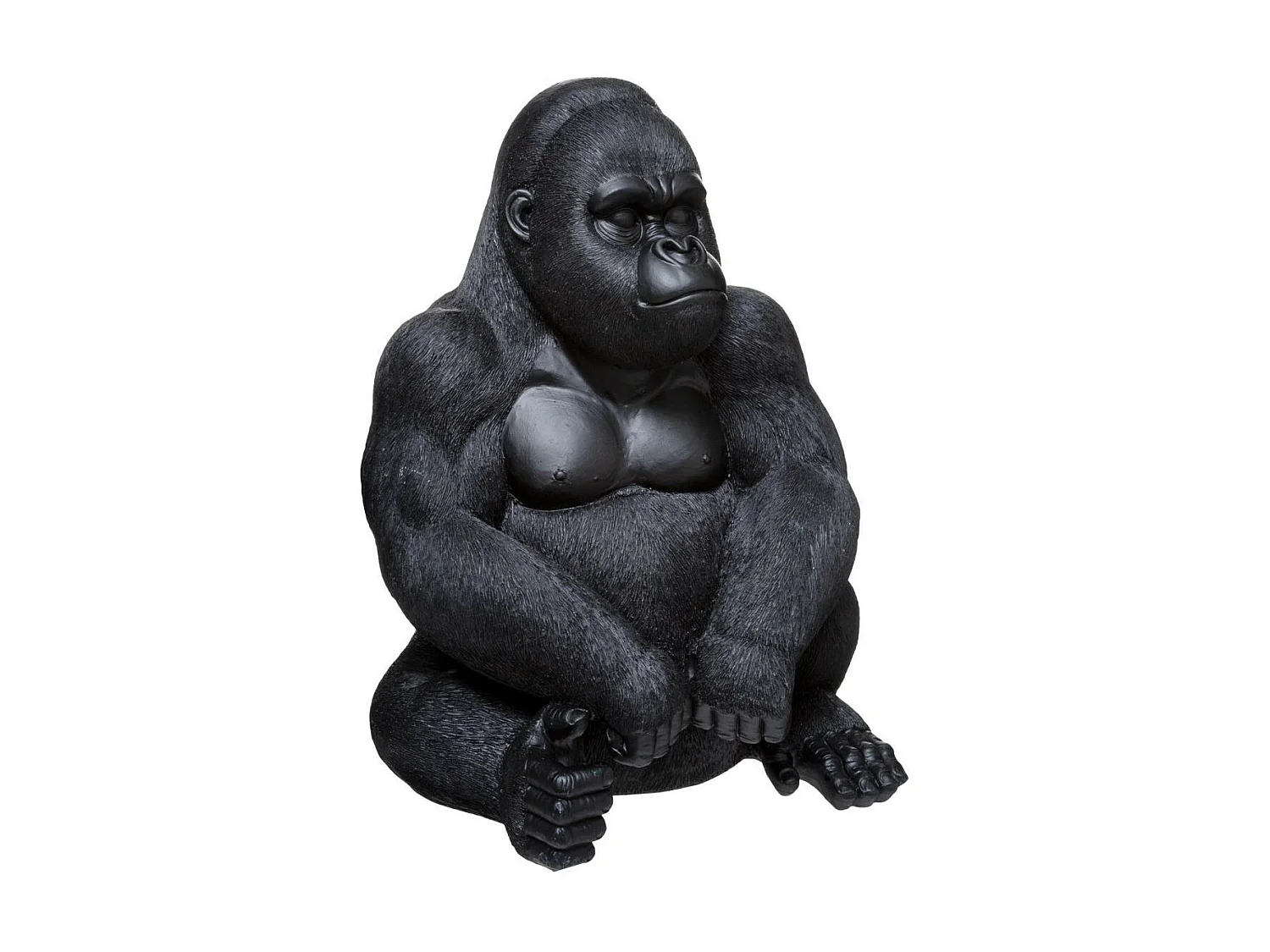 Statue Déco "Gorille Assis" 46cm Noir