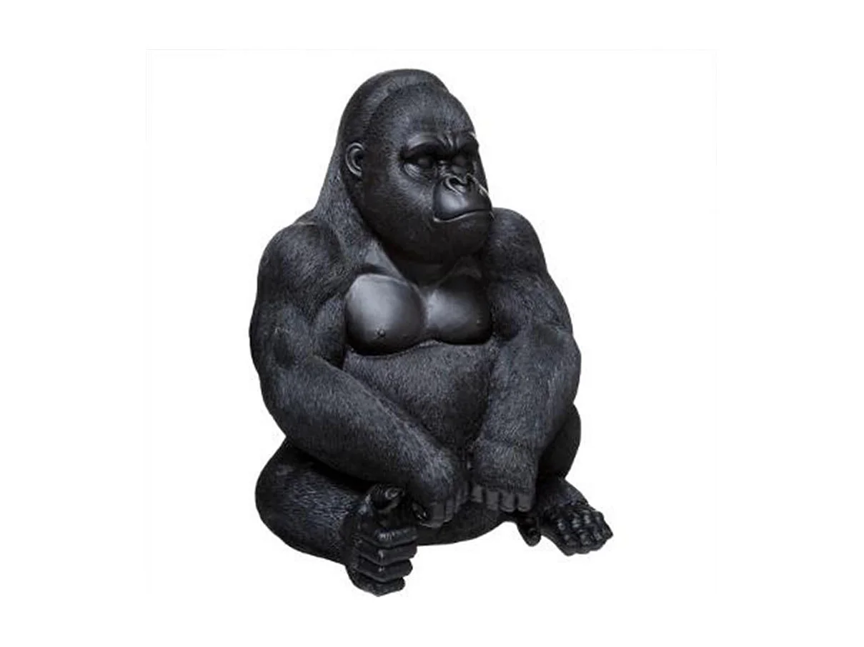 Statue Déco "Gorille Assis" 46cm Noir