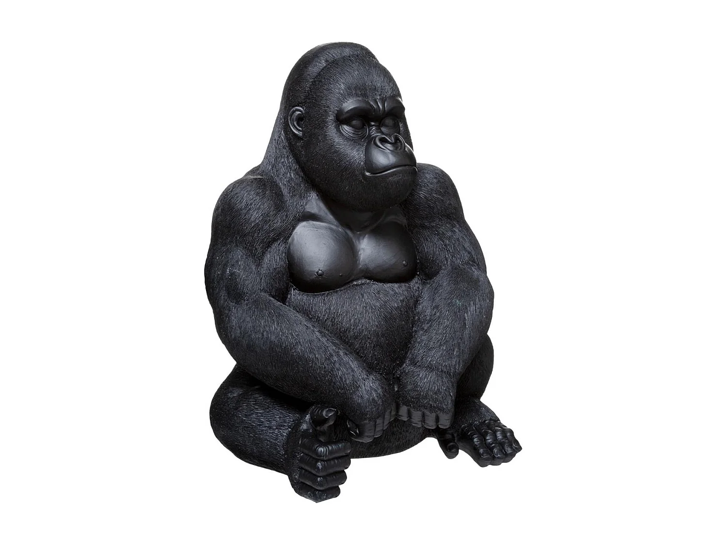 Statue Déco "Gorille Assis" 46cm Noir